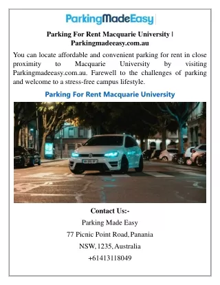 Parking For Rent Macquarie University  Parkingmadeeasy.com