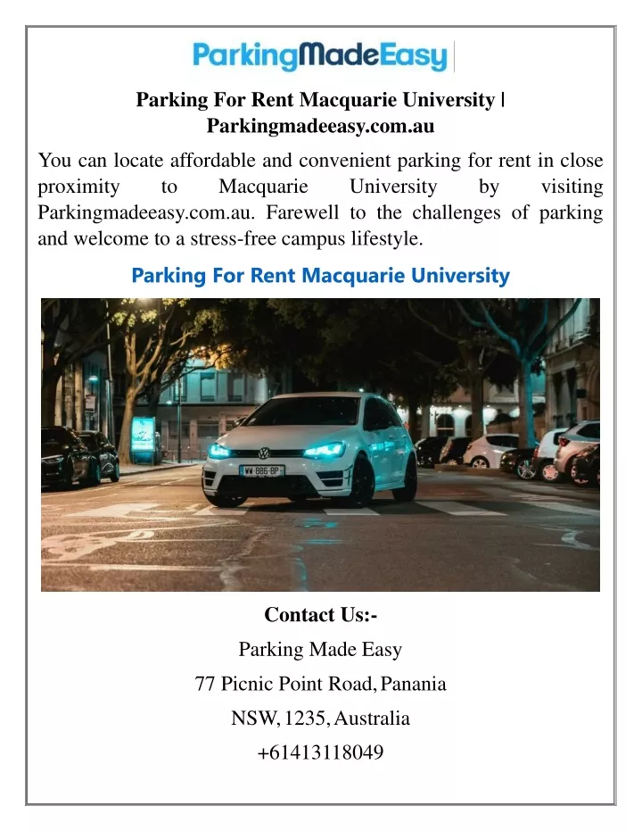 parking for rent macquarie university