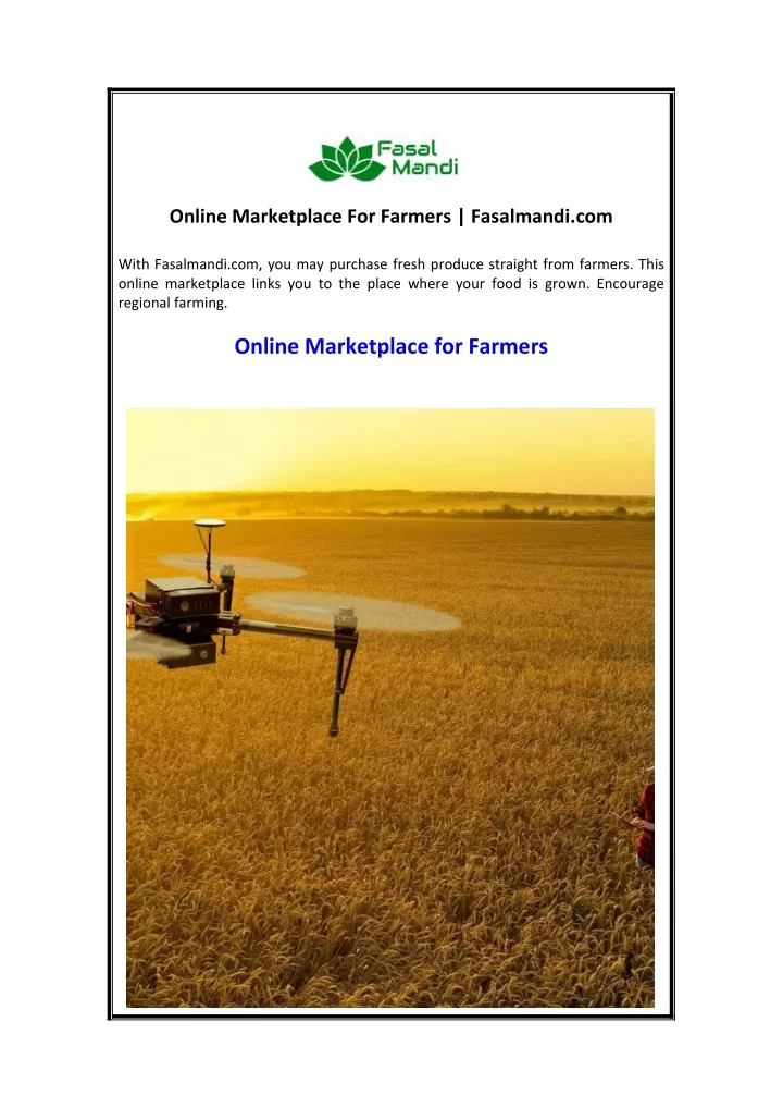 online marketplace for farmers fasalmandi com