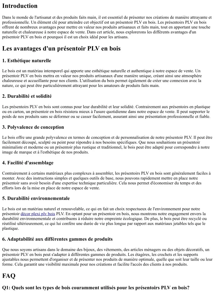 PPT - Les avantages d'un présentoir PLV en bois pour les produits ...