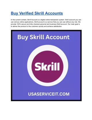 5 Best site in Buy Verified Skrill Accounts - 100% safe and
