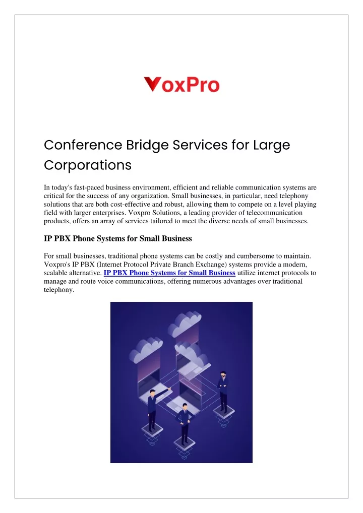 conference bridge services for large corporations