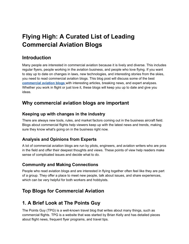 PPT - 71 Flying High_ A Curated List of Leading Commercial Aviation ...