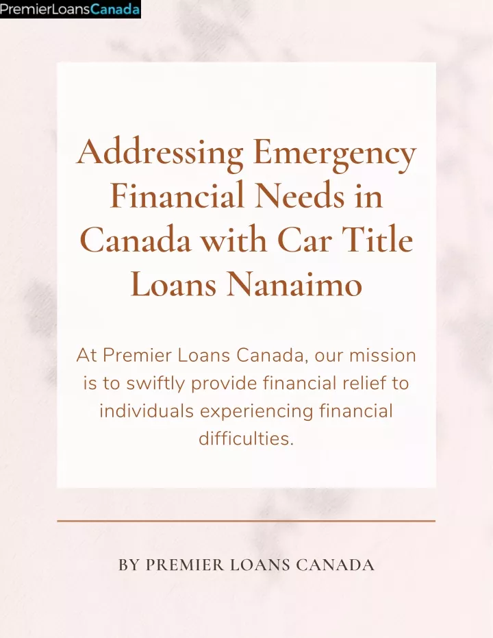 addressing emergency financial needs in canada