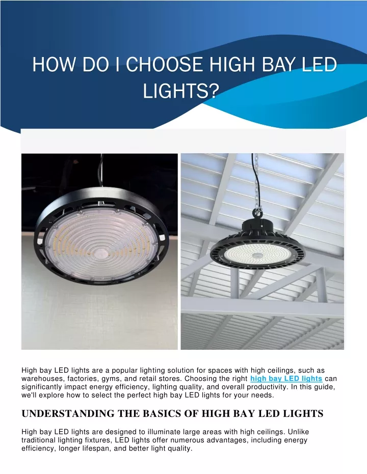 how do i choose high bay led lights