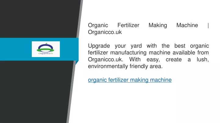 organic fertilizer making machine organicco