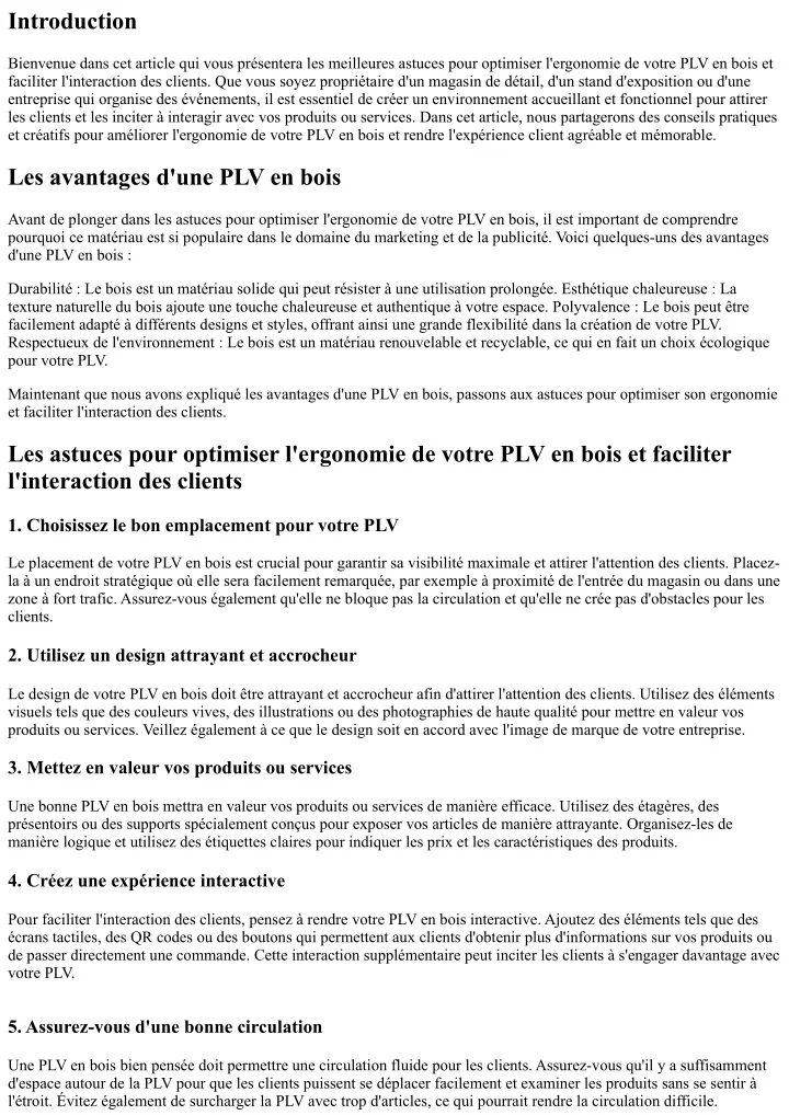 PPT - Les astuces pour optimiser l'ergonomie de votre PLV en bois et ...