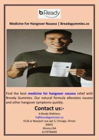 Medicine For Hangover Nausea  Breadygummies.co