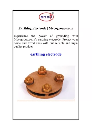 Earthing Electrode | Mycogroup.co.in