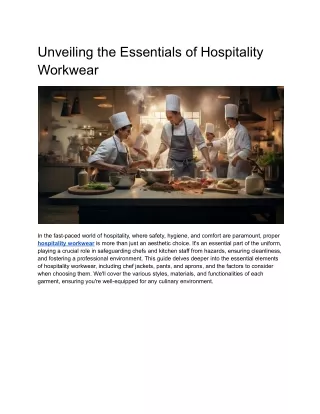 Unveiling the Essentials of Hospitality Workwear