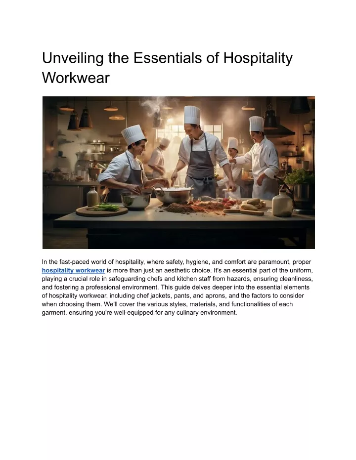 unveiling the essentials of hospitality workwear