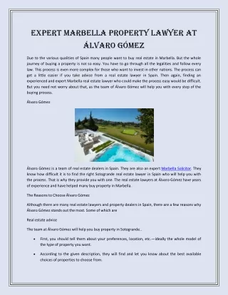 Expert Marbella Property Lawyer at Álvaro Gómez