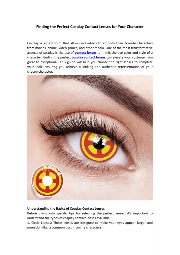 finding the perfect cosplay contact lenses