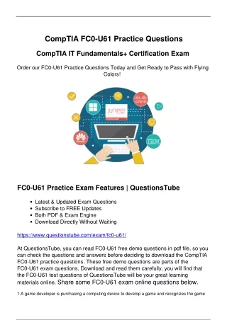 CompTIA FC0-U61 Practice Questions-End Your Anxiety and Fortify Your Confidence