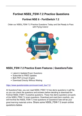 Fortinet NSE6_FSW-7.2 Practice Questions - End Anxiety and Fortify Confidence