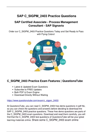 C_SIGPM_2403 Practice Questions - End Your Anxiety and Fortify Your Confidence