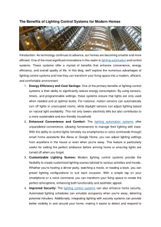The Benefits of Lighting Control Systems for Modern Homes
