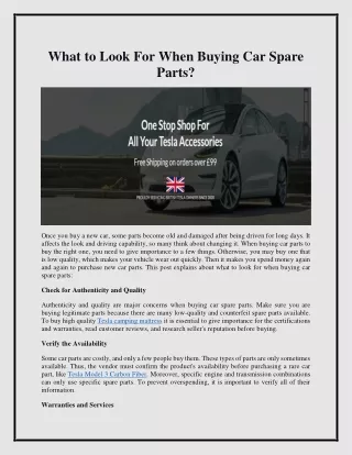 What to Look For When Buying Car Spare Parts