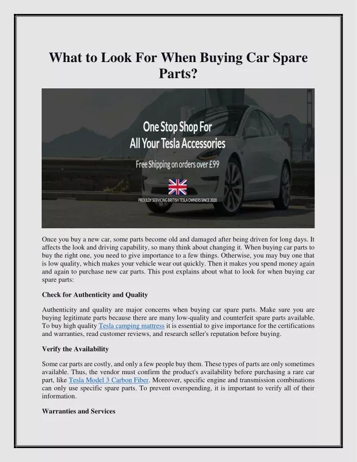 what to look for when buying car spare parts