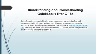 A quick guide to fix QuickBooks Error C 184