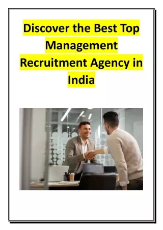 Discover the Best Top Management Recruitment Agency in India