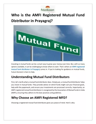 Who is the AMFI Registered Mutual Fund Distributor in Prayagraj