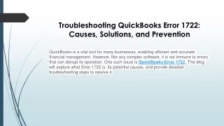 A quick guide to eliminate QuickBooks Error 1722