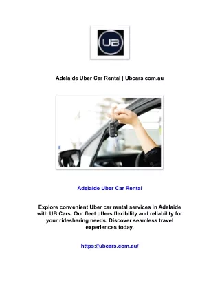 Adelaide Uber Car Rental | Ubcars.com.au