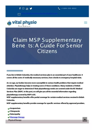 MSP Supplementary Benefits BC