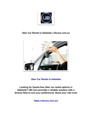 Uber Car Rental in Adelaide | Ubcars.com.au