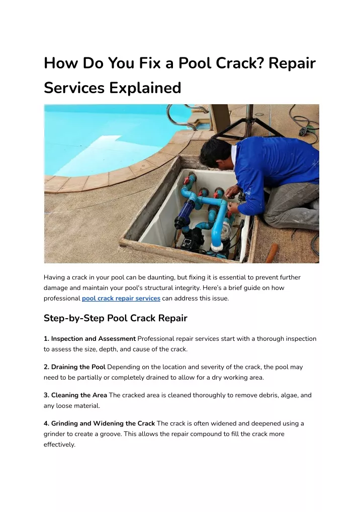 how do you fix a pool crack repair services