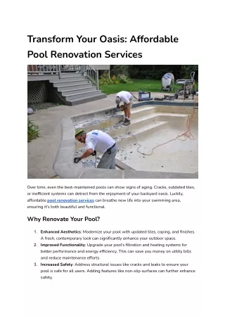transform your oasis affordable pool renovation