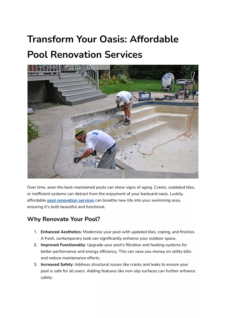 transform your oasis affordable pool renovation