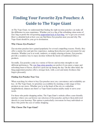 Finding Your Favorite Zyn Pouches A Guide to The Vape Giant