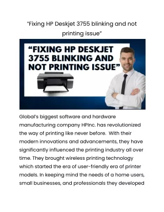 “Fixing HP Deskjet 3755 blinking and not printing issue”