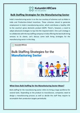 Bulk Staffing Strategies for the Manufacturing Sector