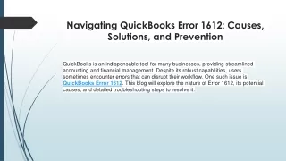 Effortless fixes for QuickBooks Error 1612