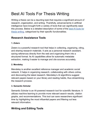 Best AI Tools For Thesis Writing