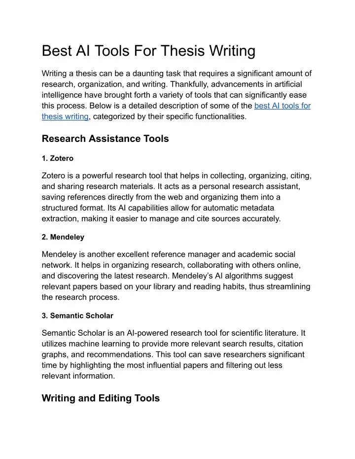 ai tools for writing thesis