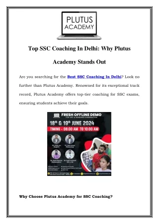 Best SSC Coaching in Delhi | Plutus Academy