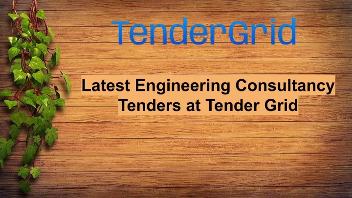 latest engineering consultancy tenders at tender