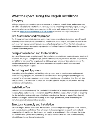 What to Expect During the Pergola Installation Process
