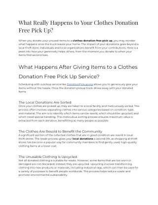 What Really Happens to Your Clothes Donation Free Pick Up