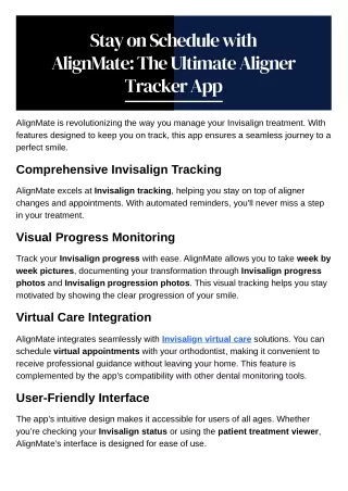Stay on Schedule with AlignMate: The Ultimate Aligner Tracker App