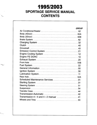 2002 Kia Sportage Service Repair Manual