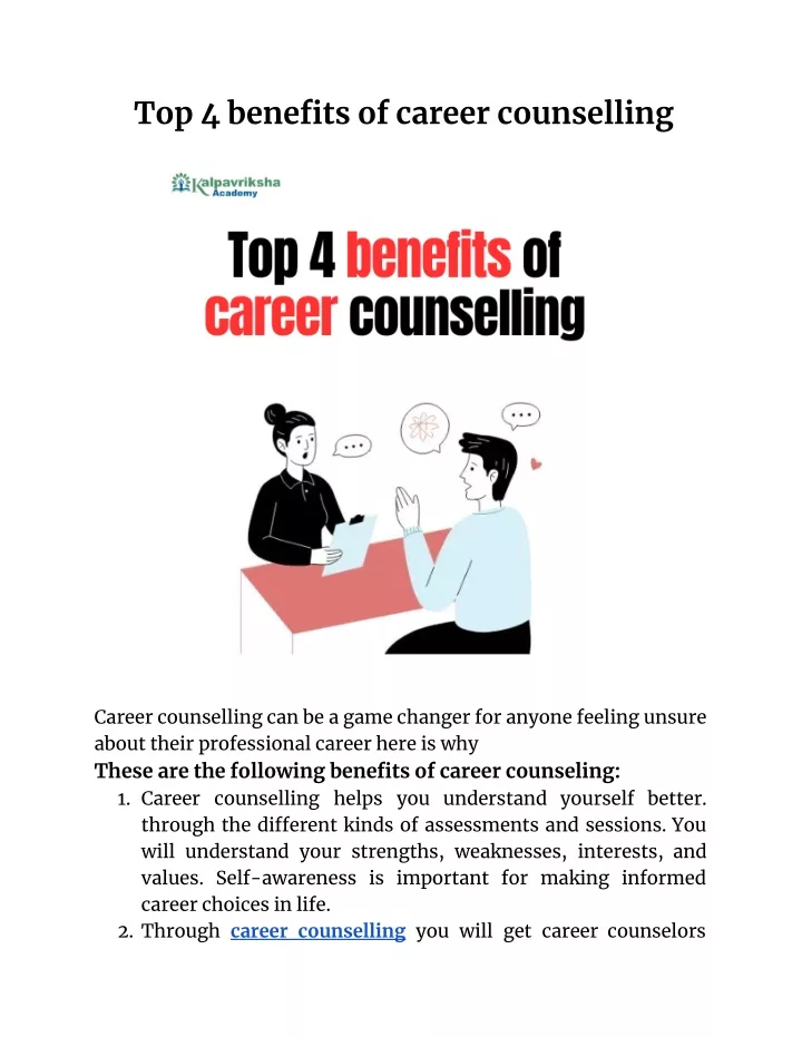 top 4 benefits of career counselling