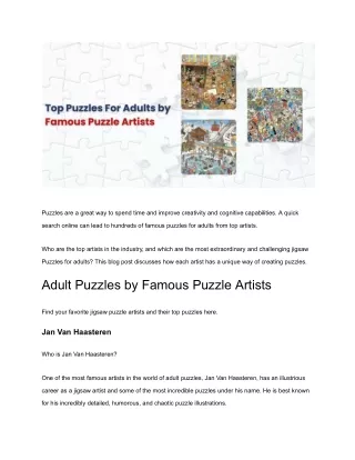 Top Puzzles For Adults by Famous Puzzle Artists