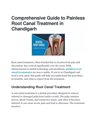 Painless Root Canal Treatment in Chandigarh