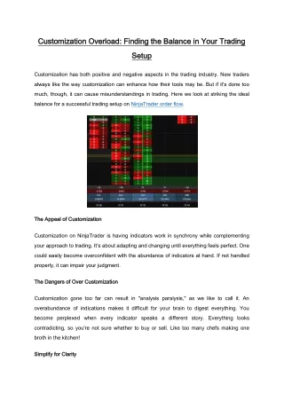 Customization Overload - Finding the Balance in Your Trading Setup