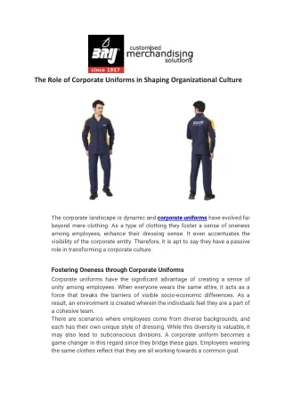 The Role of Corporate Uniforms in Shaping Organizational Culture